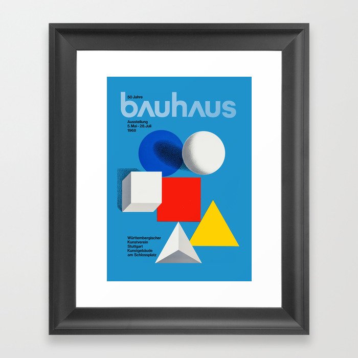 Bauhaus - 50 years of Bauhaus exhibition poster by Herbert Bayer, 1968  Framed Art Print