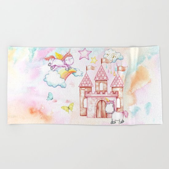 Unicorn Avalon Island Beach Towel