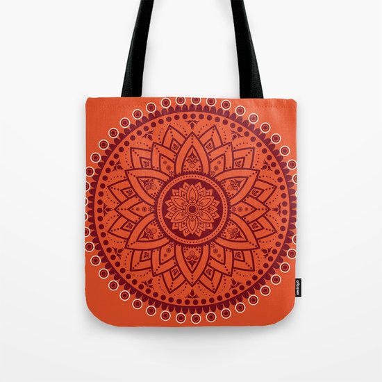 Cinnamon Spice Circle Flower Mandala Tote Bag