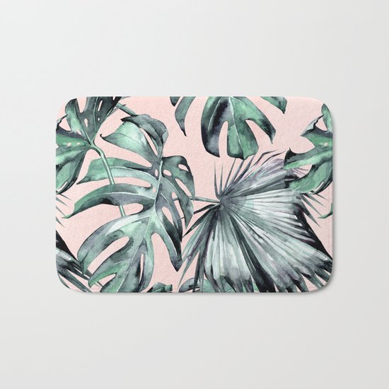 Island Love Coral Pink + Green Bath Mat