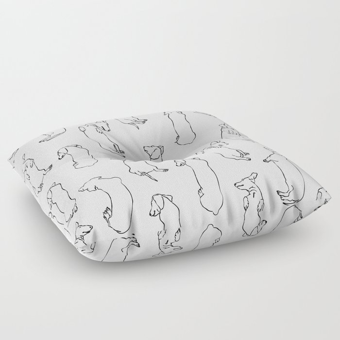 Dachshund Sleep Study Pattern. Sketches of my pet dachshund's sleeping positions. Floor Pillow