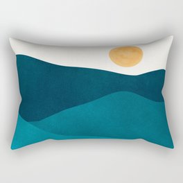 Teal Mountains Minimal Landscape Rectangular Pillow