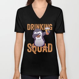 Dabbing Penguin Drinking Squad V Neck T Shirt