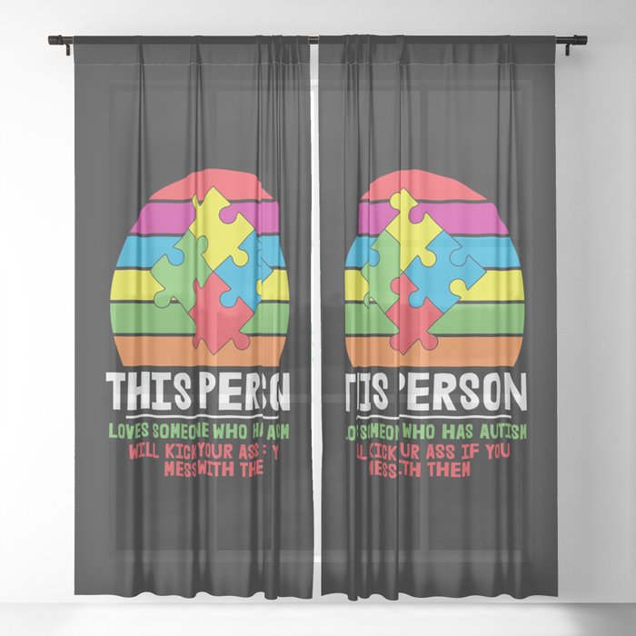 Love Someone With Autism Sheer Curtain