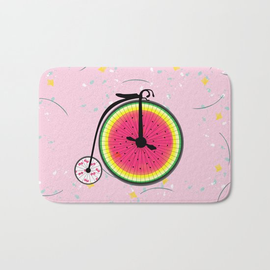 Vintage Bicycle Fruits Wheels Design Bath Mat