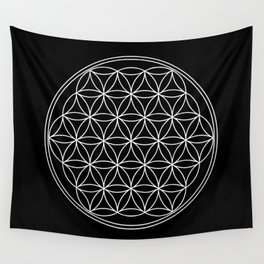 Flower of life on black Wall Tapestry