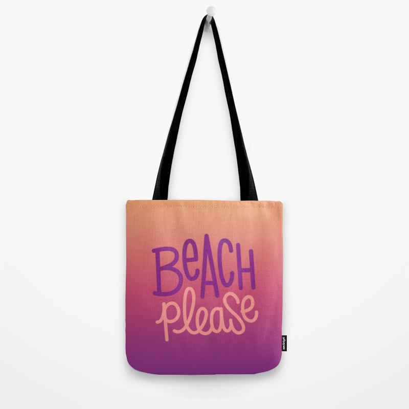 beach please tote bag