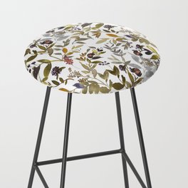 Watercolor Autumn Leaves Pattern On White Background Bar Stool