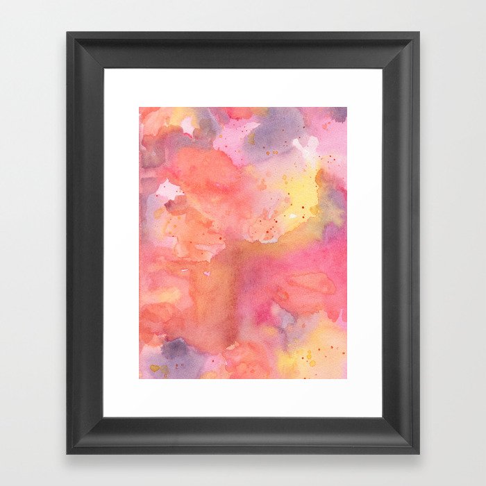 Sunset Color Palette Abstract Watercolor Painting Framed Art Print