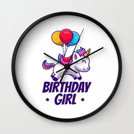 Cute Unicorn Birthday Girl Wall Clock