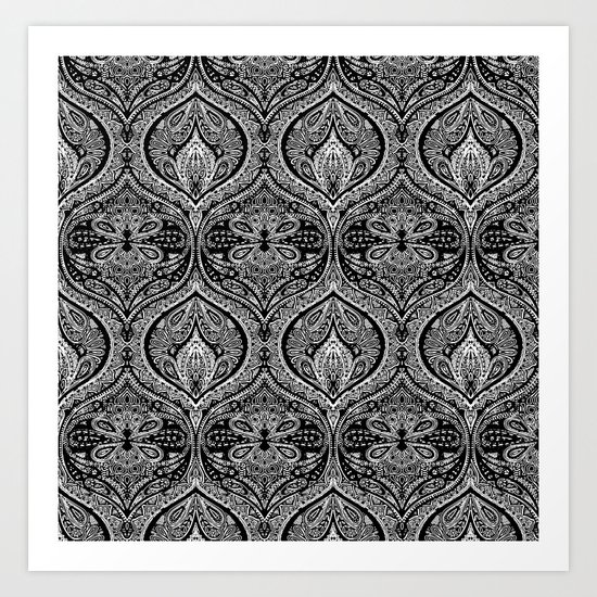Simple Ogee Black & White Art Print