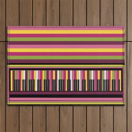 Colorful Retro Piano Keyboard with Gelato Stripes Artwork  Outdoor Rug