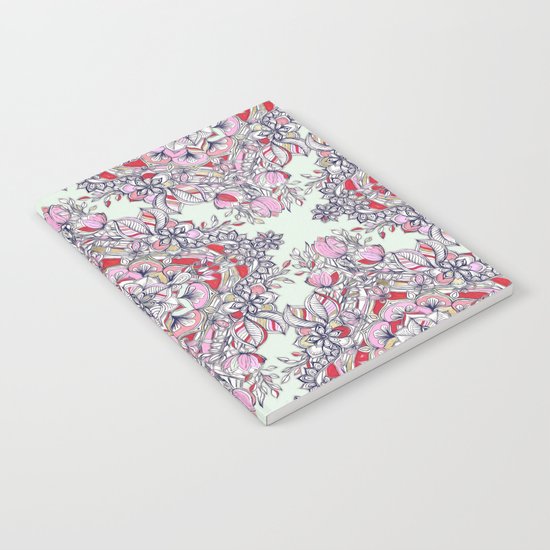 Floral Diamond Doodle in Red and Pink Notebook