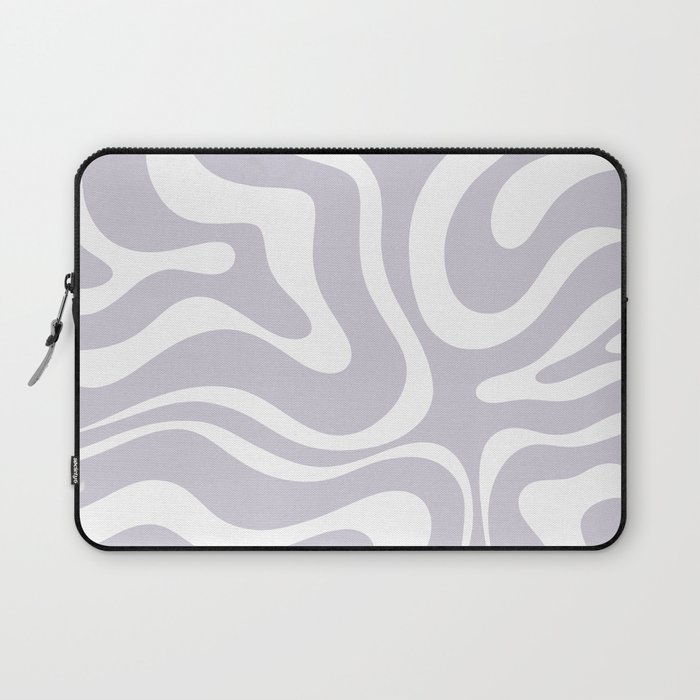 Retro Modern Liquid Swirl Abstract Pattern in Pale Lilac Purple and White Laptop Sleeve
