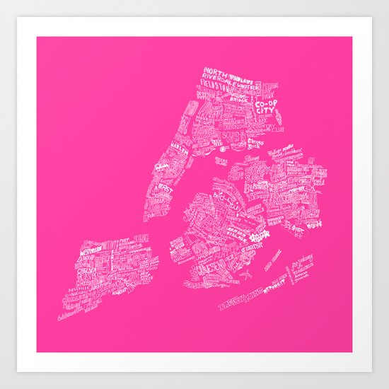 NYC Every-Neighborhood Map Art Print