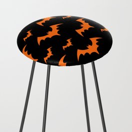 Halloween Bats Black & Orange Counter Stool