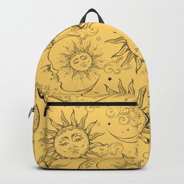 Yellow Magic Celestial Sun Moon Stars Backpack