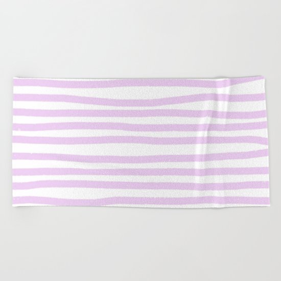 Lilac Stripes Horizontal Beach Towel
