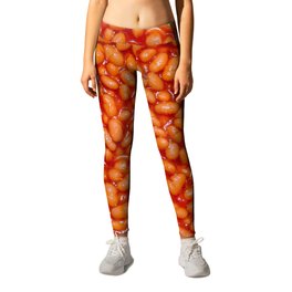 Baked Beans in Red Tomato Sauce Food Pattern  Leggings