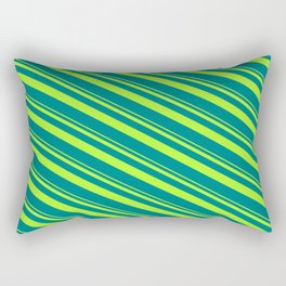 [ Thumbnail: Light Green and Teal Colored Striped Pattern Rectangular Pillow ]