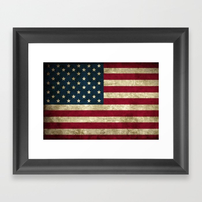 Vintage American flag Framed Art Print