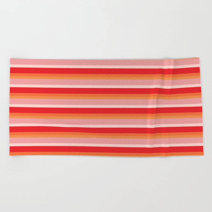 Red and Orange Sunset Pattern Beach Towel
