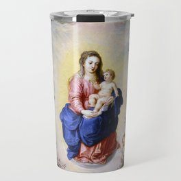 Virgen con Ángeles Flower Garland Mary with Angels Travel Mug
