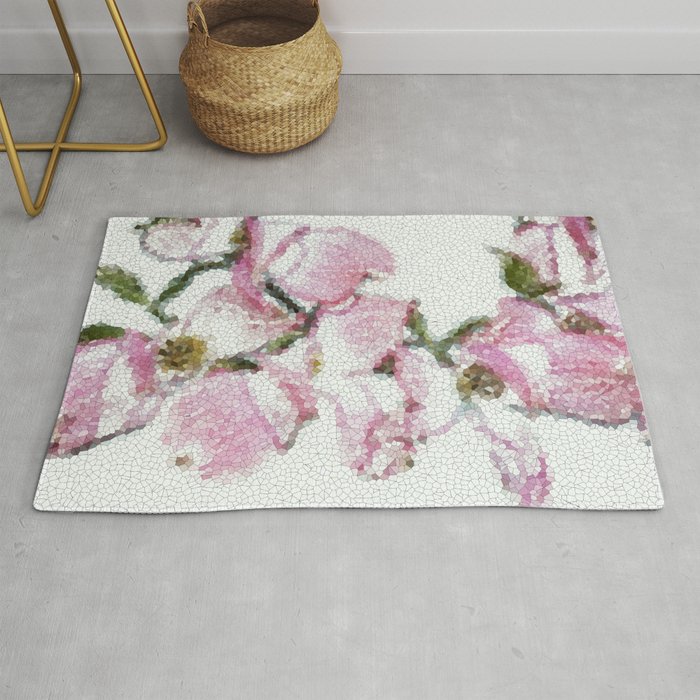 Dogwood Tree Flowers Stained Glass Pink Rug By Artsyvistas Society6