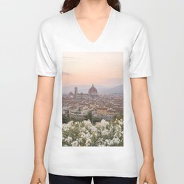 Il Duomo At Sunset Photo | Florence City View In Pastel Colors Art Print | Tuscany, Italy Travel Photography V Neck T Shirt