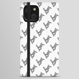 Black and white snowboard art print watercolor iPhone Wallet Case