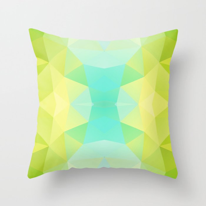 Green & cyan gradient polygons Throw Pillow