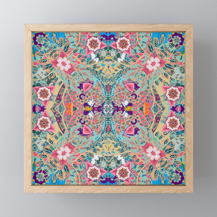 Mandala - Turquoise Boho Framed Mini Art Print