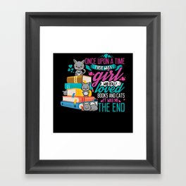 Girl Loves Books And Cats Bookworm Book Reading Framed Art Print
