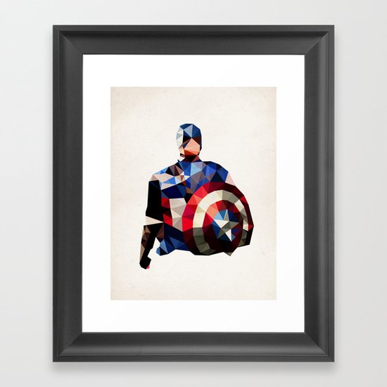 Polygon Heroes - Captain America Framed Art Print