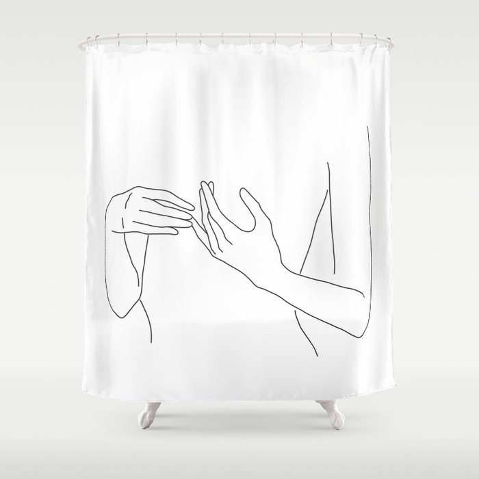 Line Hands 2 Shower Curtain