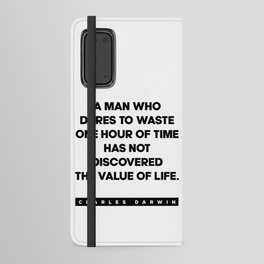 Charles Darwin Quote - Inspirational Quote - One Hour of Time - Typography Android Wallet Case