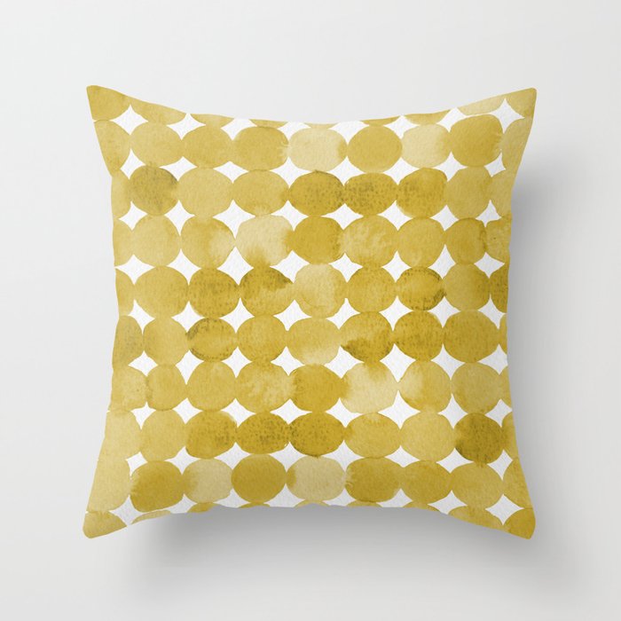 Dots pattern - yellow Throw Pillow