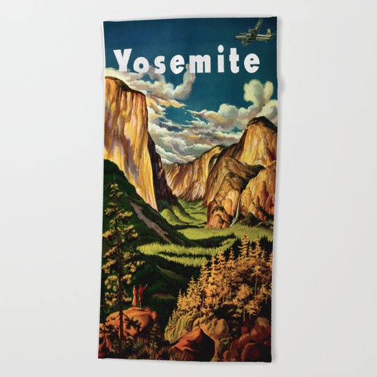 Yosemite National Park - Vintage Travel Beach Towel