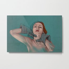 Hard love - A woman disappears Metal Print | Pop Art, Illustration, People, Woman, Scary, Gloves, Choke, Neck, Draw, Painting 