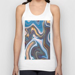 Abstract Classic Blue Coral Violet Yellow Liquid Marble Pattern Unisex Tank Top