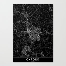 Oxford Black Map Canvas Print