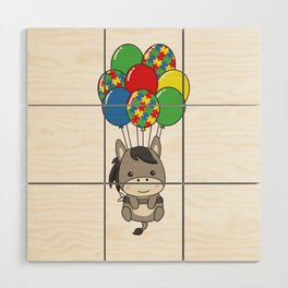 Autism Awareness Month Puzzle Balloon Donkey Wood Wall Art