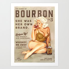 "The Babes Of Bourbon" Pretty Blonde Pin Up Girl Art Art Print