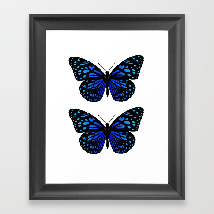 Two Blue Watercolor Butterflies Framed Art Print