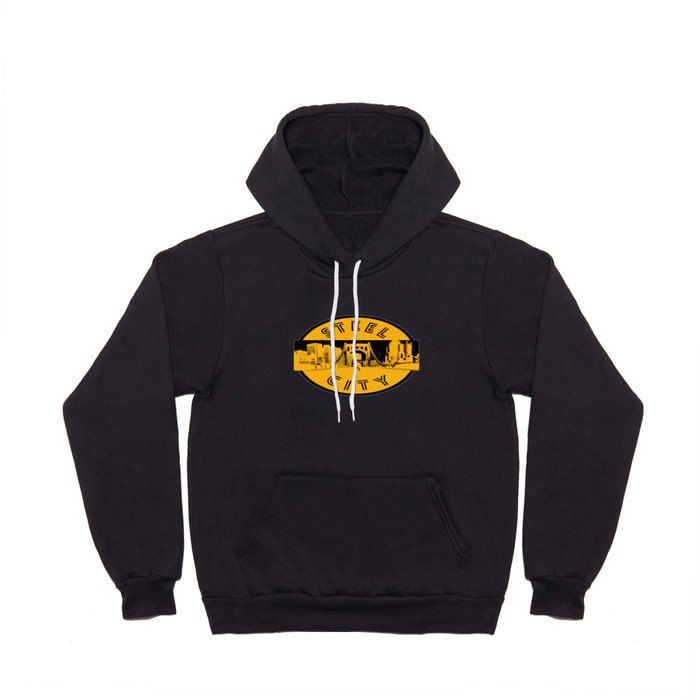 Pittsburgh Steel City Retro Skyline Gold Vintage Print Hoody