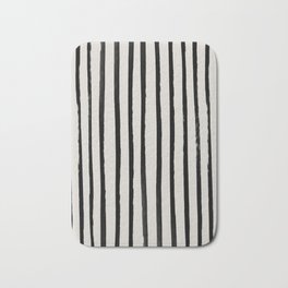 Vertical Black and White Watercolor Stripes Bath Mat