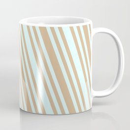 [ Thumbnail: Light Cyan & Tan Colored Striped Pattern Coffee Mug ]