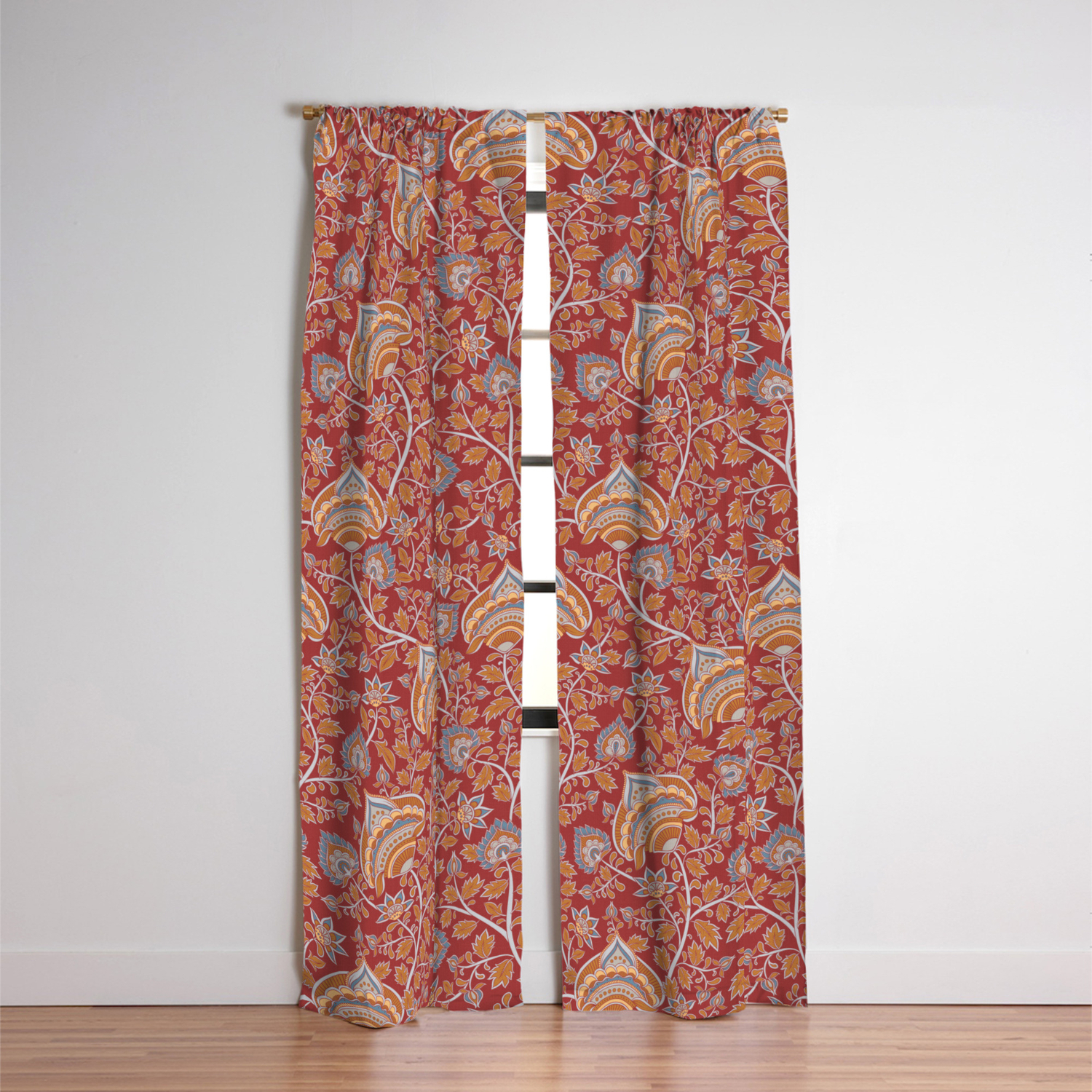 Floral Pattern Indian Style Kalamkari Blackout Curtain By