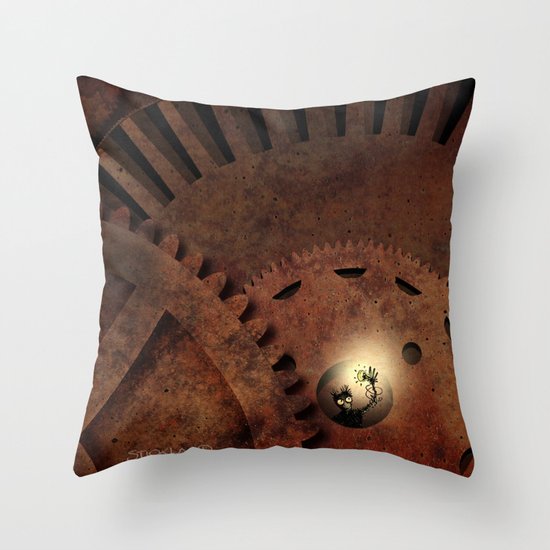 The Man in the Machine - A Steampunk Fantasy Throw Pillow