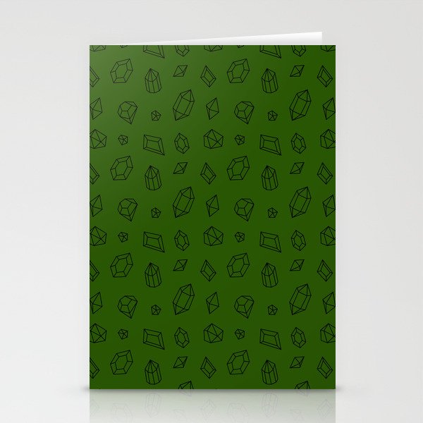 Green and Black Gems Pattern Stationery Cards